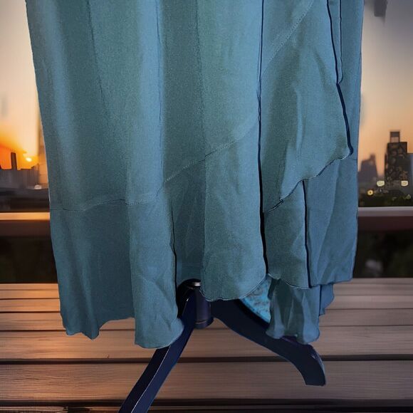 show me your mumu samantha ruffle wrap dress Forest green Chiffon 1X - Picture 2 of 10